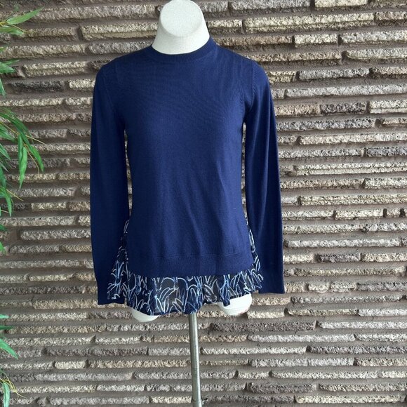 Grey Jason Wu Blue Crewneck Sweater Blouse Attached Size Small - Picture 6 of 9